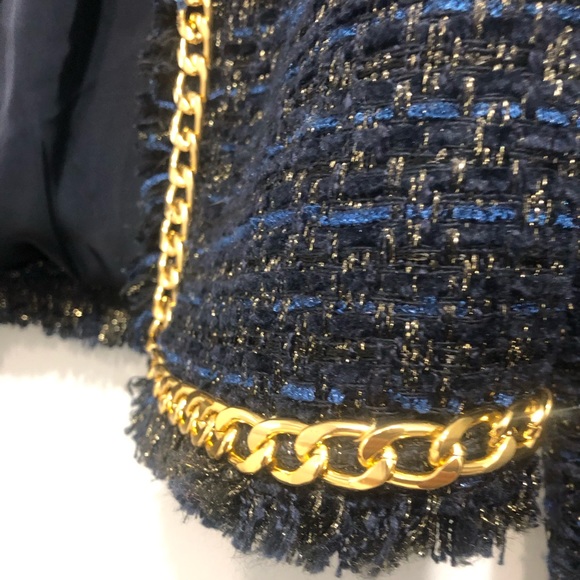 NWT Christian Lacroix blue tweed cropped open ladies jacket blazer size Small - Picture 5 of 9